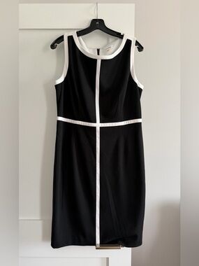 Calvin Klein Black & White Sheath Dress Sleeveless Size 12